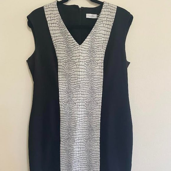 Calvin Klein Dresses & Skirts - Calvin Klein Black w/Snakeprint Center Panel Sheath Dress - Size 14